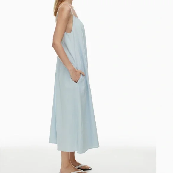 Aritzia Wellbeing Linen Dress Aritzia Babaton Color Drew Blue Wellbeing  Linen Dress